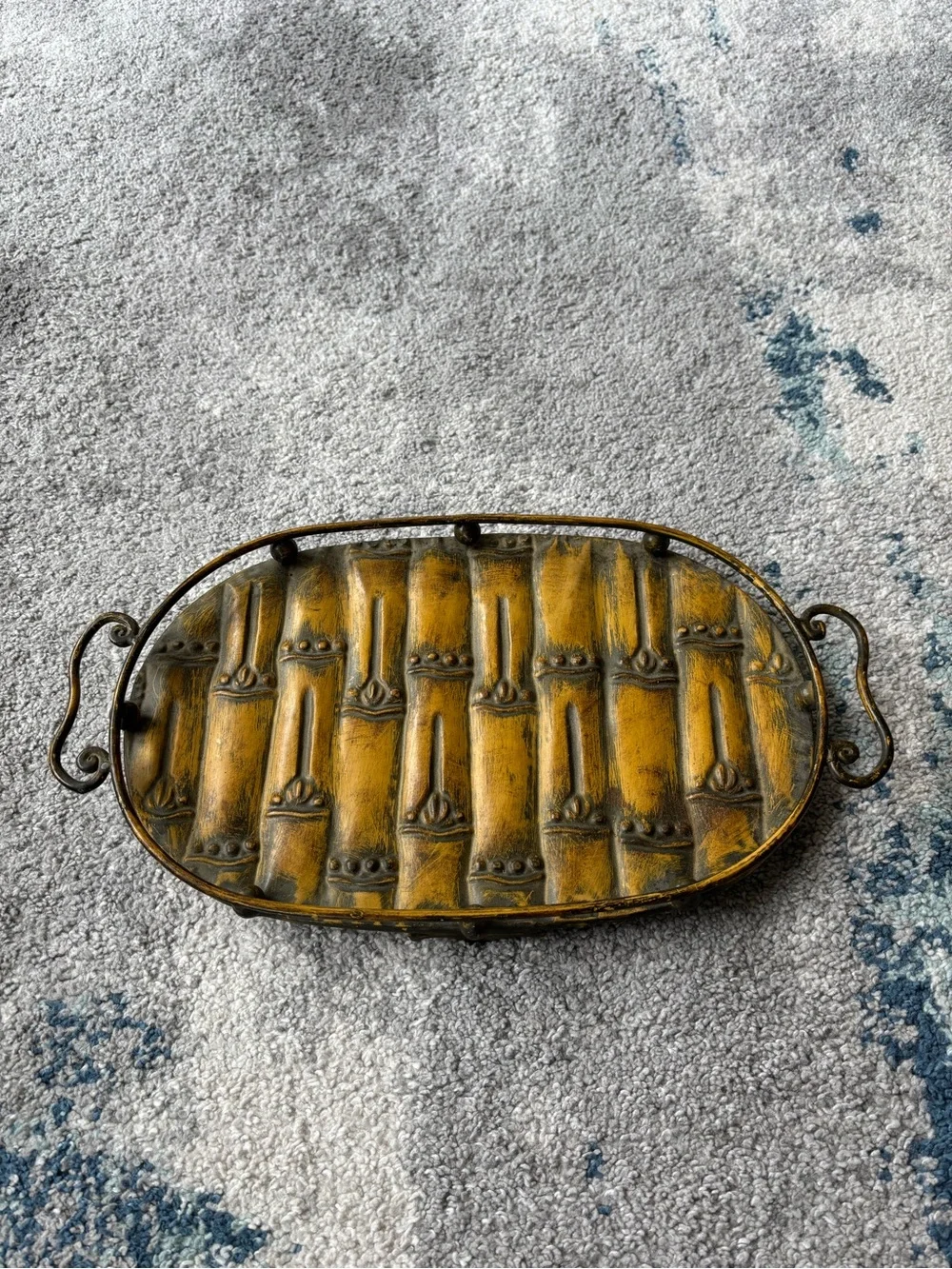 Vintage brass Bamboo pattern Tray with handles